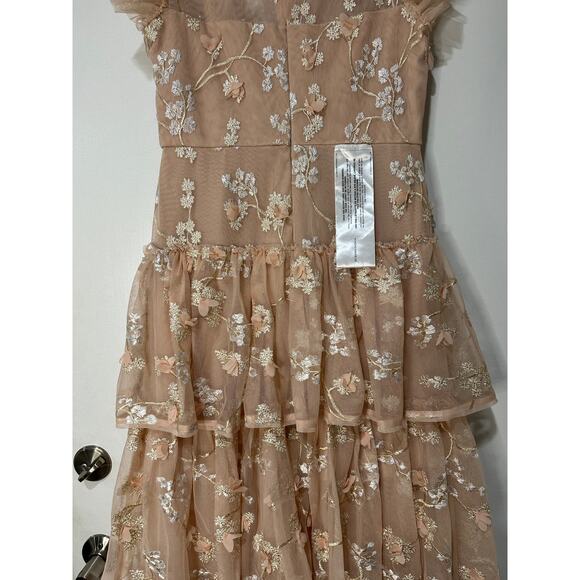 BCBG Max Azria Willow Embroidered V-neck Evening Dress Pink Size 10 NWT Romantic - Picture 12 of 15